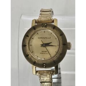 Ladies Vintage 1974 Bulova Caravelle Gold Plated N4 Watch Mechanical Wind